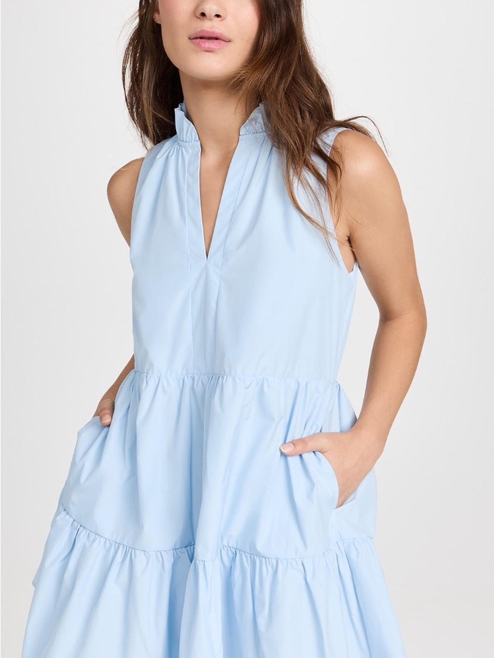Amanda Uprichard Connolly Dress Light Powder Blue Tiered Mini XS